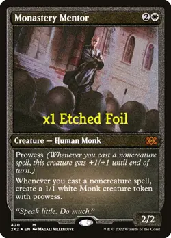 MTG Etched Foil Double Maters 2022 2X2 Monastery Mentor MINT - Image 1
