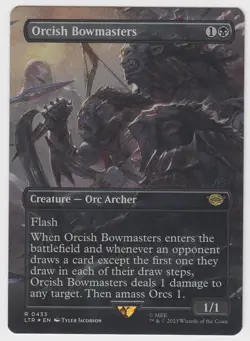 1x (LP) FOIL Borderless Orcish Bowmasters LoTR Universes Beyond Lord Rings MTG - Image 1