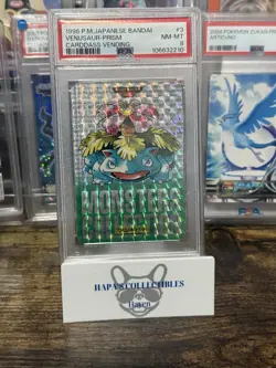 1996 POKEMON JAPANESE BANDAI CARDDASS VENDING #3 VENUSAUR RC ROOKIE PRISM PSA 8 - Image 1