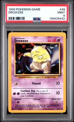 1999 POKEMON BASE SET UNLIMITED #49 DROWZEE PSA 9 - Image 1