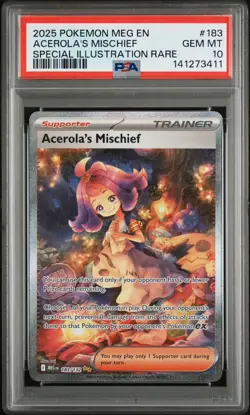 2025 POKEMON MEG EN-MEGA EVOLUTION #183 ACEROLA'S MISCHIEF PSA 10 - Image 1