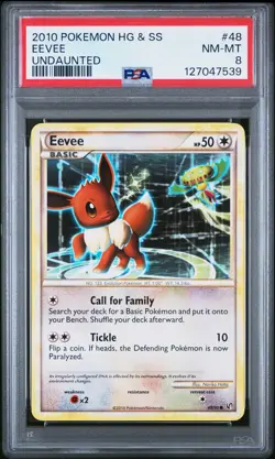 2010 POKEMON HEARTGOLD & SOULSILVER UNDAUNTED #48 EEVEE PSA 8 - Image 1