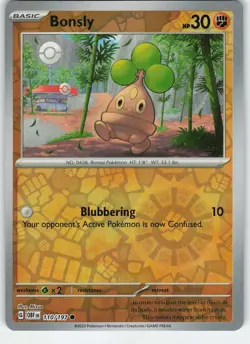 Bonsly 110/197 Common Reverse Holo SV03: Obsidian Flames NM Pokemon - Image 1
