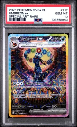 2025 POKEMON INDONESIAN SV8A I-TERASTAL FEST EX #217 UMBREON EX PSA 10 - Image 1