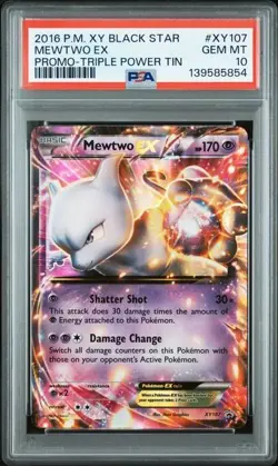 Pokemon Mewtwo EX 🔥POP 179🔥 Triple Power Tin Black Star Promo XY107 PSA 10 - Image 1