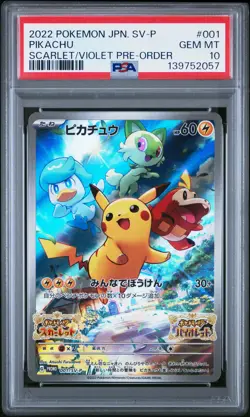 2022 POKEMON JPN SV PROMO SCARLET & VIOLET PRE-ORDER #001 PIKACHU PSA 10 - Image 1