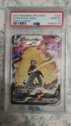 2021 Pokemon Japanese SWSH VMax Climax #223 FA Pikachu VMax PSA 10 GEM MINT - Image 1