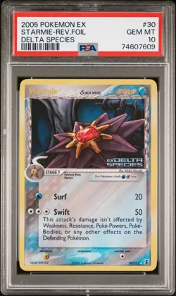 2005 POKEMON EX DELTA SPECIES #15 STARMIE REVERSE HOLO FOIL PSA 10 GEN MINT - Image 1