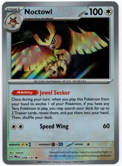 Pokemon - Noctowl Masterball 078/131 SV: Prismatic Evolutions Rare - NM - Image 1