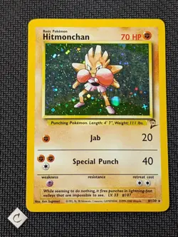 Hitmonchan 8/130 - Base Set 2 Holo Rare Pokemon TCG MP - Image 1