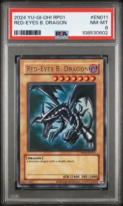 2024 YuGiOh! RP01 Red-Eyes Black Dragon #EN011 PSA 8 NM-MT ULTRA RARE - Image 1