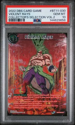 BT11-030 DRAGON BALL SUPER CARD GAME COLLECTOR'S SEL. VOL.2 VIOLENT RAYS PSA 10 - Image 1