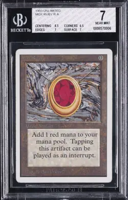 1993 MAGIC THE GATHERING MTG UNLIMITED MOX RUBY BGS 7 - Image 1