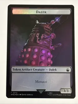 MTG Universes Beyond: Doctor Who Dalek/Dinosaur Token Foil 0012/0020 NM - Image 1