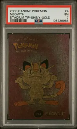 PSA 7 - 2000 DANONE POKEMON STADIUM TIP SHINY GOLD - #4 MEOWTH Canadian (Pop: 4) - Image 2