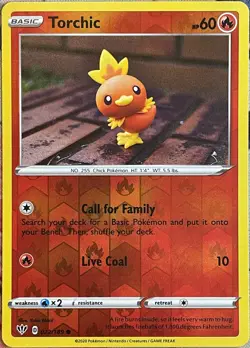 Torchic Reverse Holo - 022/189 - Darkness Ablaze Pokemon 2020 - Image 1