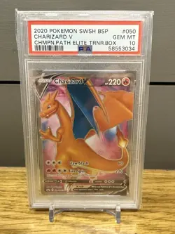 2020 Pokemon SWSH Promo Charizard V Champion’s Path #050 PSA 10 - Image 1