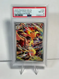 Pokemon Destined Rivals Ethan’s Typhlosion 190/182 Illustration Rare - PSA 8 - Image 1