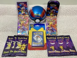 Pokemon TCG Booster Bundle (D) 11 Booster Packs - Pokeball Tin / Heat Wave + - Image 1