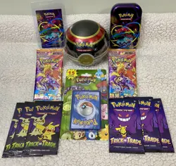 Pokemon TCG Booster Bundle (B) 11 Booster Packs - Pokeball Tin / Heat Wave + - Image 1