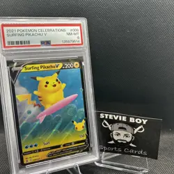 2021 Pokemon Surfing Pikachu V 008/025 Celebrations PSA 8 NM-MT - Image 3