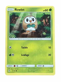 New: 2016 Pokemon TCG Rowlet Sun & Moon 9 Regular Common - Image 1