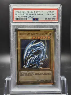 PSA 10 - 2020 Yugioh Blue Eyes White Dragon MAGO-EN001 Maximum Gold 1st Edition. - Image 1