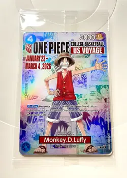 One Piece Monkey D. Luffy US College Basketball Promo Card *Small Ding Bottom* - Image 1