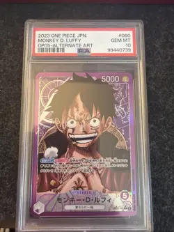 Japanese One Piece CCG Monkey.D.Luffy Alternate Art OP05-060 PSA 10 - Image 1
