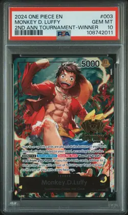 2024 One Piece ST13-003 Luffy 2nd Anniversary Tournament Winner PSA 10 English - Image 1