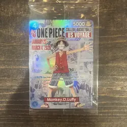 Bandai Namco One Piece Monkey D. Luffy Promo Card P-055 College Basketball US V… - Image 1