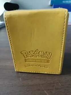 Ultra Pro Pokemon Pikachu Yellow Leatherette Flip Box Card Case w/ Pokemon Cards - Image 3