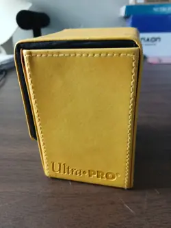 Ultra Pro Pokemon Pikachu Yellow Leatherette Flip Box Card Case w/ Pokemon Cards - Image 4