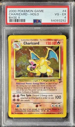 Pokemon TCG Charizard Base Set 2 Holo Unlimited Rare Card 4/130 PSA 4 - Image 1