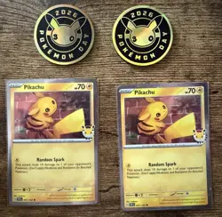 Pikachu Pokemon Day 2026 Exclusive Promo 051/162 Lot Cards And Coins - Image 1