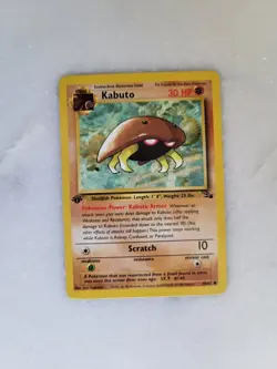 Pokemon TCG Kabuto Fossil 1st Edition Common Card 50/62 NM Condition - Image 1