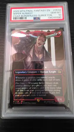 2025 MTG FINAL FANTASY CHARACTER BORDERLESS-SURGE FOIL SEIFER ALMASY PSA 10 - Image 1