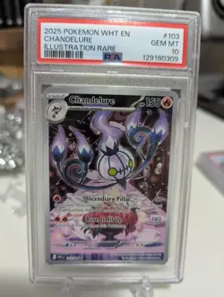 2025 POKEMON WHT EN-WHITE FLARE ILLUSTRATION RARE #103 CHANDELURE PSA 10 - Image 1