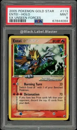 2005 Pokemon Gold Star EX Unseen Forces Entei Holo #113 - PSA 9 - (6 CERT) - Image 1