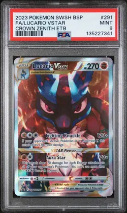Lucario Vstar Crown Zenith Etb Pokemon Black Star Promo SWSH291 PSA 9 - Image 1