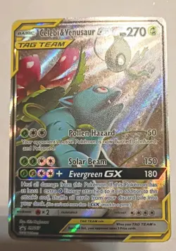 Pokemon TCG Celebi & Venusaur GX SM167 Sun & Moon Promo Tag Team Holo Ultra Rare - Image 1