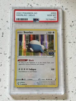 2022 Snorlax Holo Pokemon Go #055 LOW POP PSA 10 - Image 1