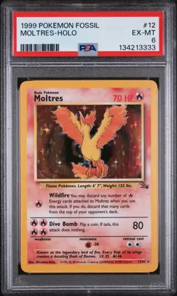 1999 POKEMON FOSSIL #12 MOLTRES-HOLO PSA 6 - Image 1
