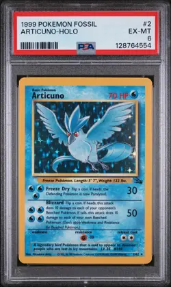 1999 POKEMON FOSSIL #2 ARTICUNO-HOLO PSA 6 - Image 1