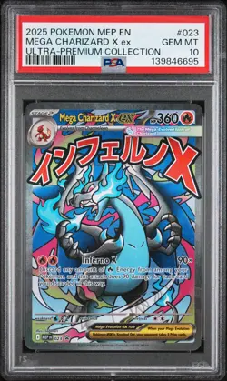 2025 POKEMON MEP EN-ME BLACK STAR PROMO #023 MEGA CHARIZARD X EX PSA 10 - Image 1