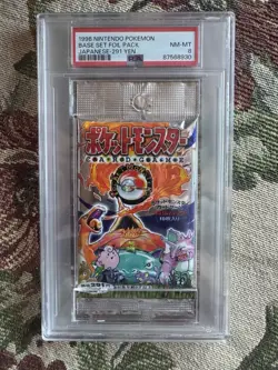 1996 Nintendo Pokemon Base Set Foil Pack Japanese 291 Yen PSA 8 - Image 1