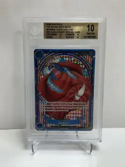 One Piece CCG Azure Sea’s Seven 3rd Anniversary Buggy Gold BGS Pristine 10 - Image 1