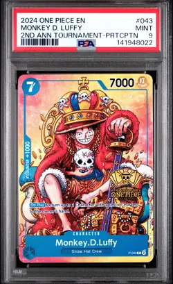 2024 ONE PIECE PROMOS 2ND ANV TOURNAMENT-PARTICIPATION MONKEY D. LUFFY PSA 9 - Image 1