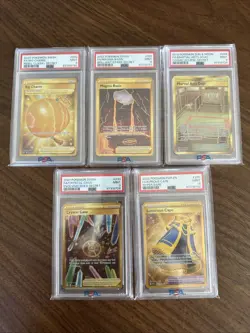 Lot Of 5 PSA 9 Hyper Rare Gold Pokemon Cards. Magma Basin, Dojo, Crystal Cave - Image 1