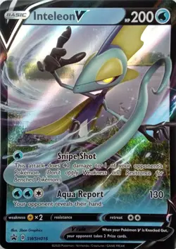 SWSH016 INTELEON V ULTRA RARE BLACK STAR PROMO POKEMON CARD - Image 1